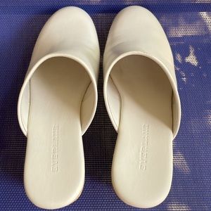 Brand New - Never Worn, white leather clogs
